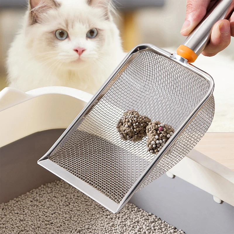 Stainless Steel Fine Mesh Cat Litter Scoop Easy To Clean Non-Stick Shovel For Reptiles Sand Efficient Durable Litter Scoop