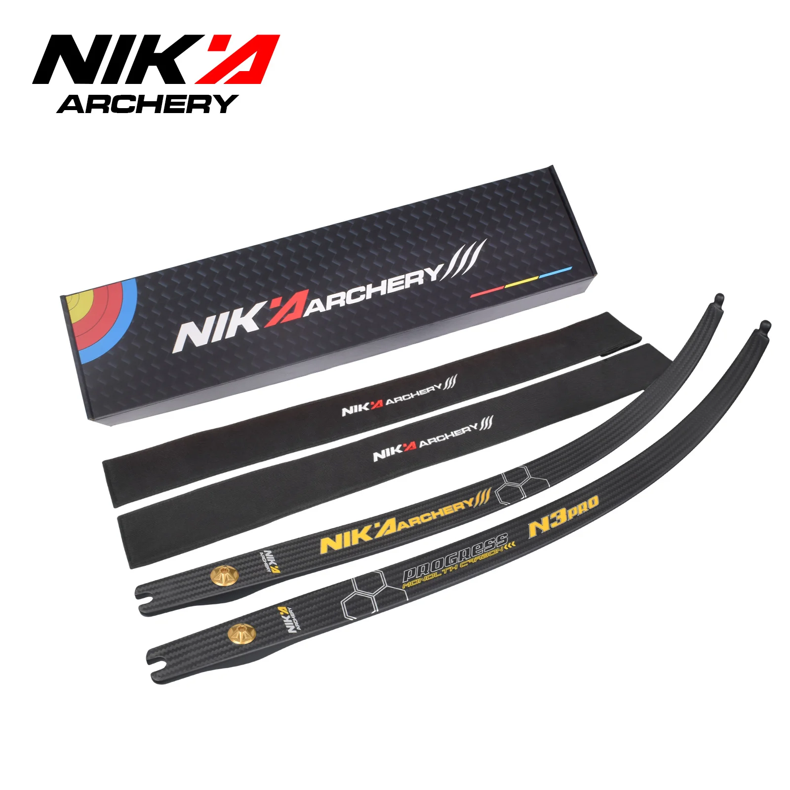 66in 68in 70in Archery Recurve Bow Limbs Nika N3 Pro High Modulus Carbon ILF interface Matte black 1pair