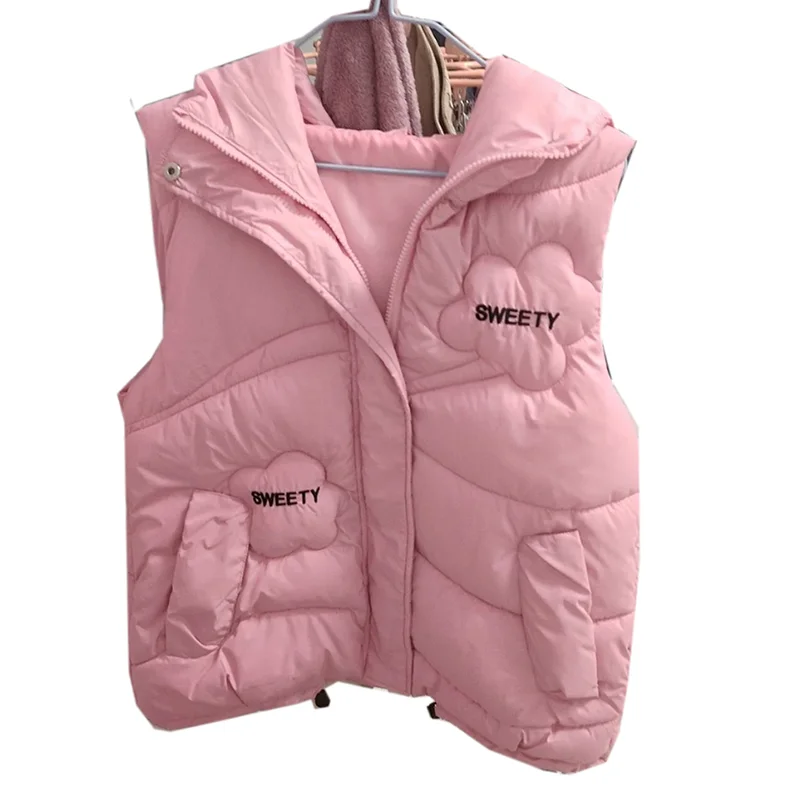 

Women Sleeveless Vest Short Down Jacket Korea Hooded Padded Vests Loose Female Waistcoat 2024 Ladies Fashion Casual Winter Coat
