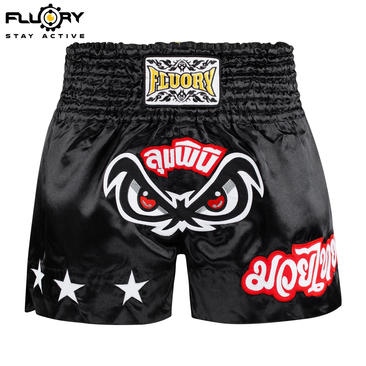 Fluory Muay Thai Shorts New Design Embroidery  Carton Cat  Boxing Shorts MMA Trunk for Adult