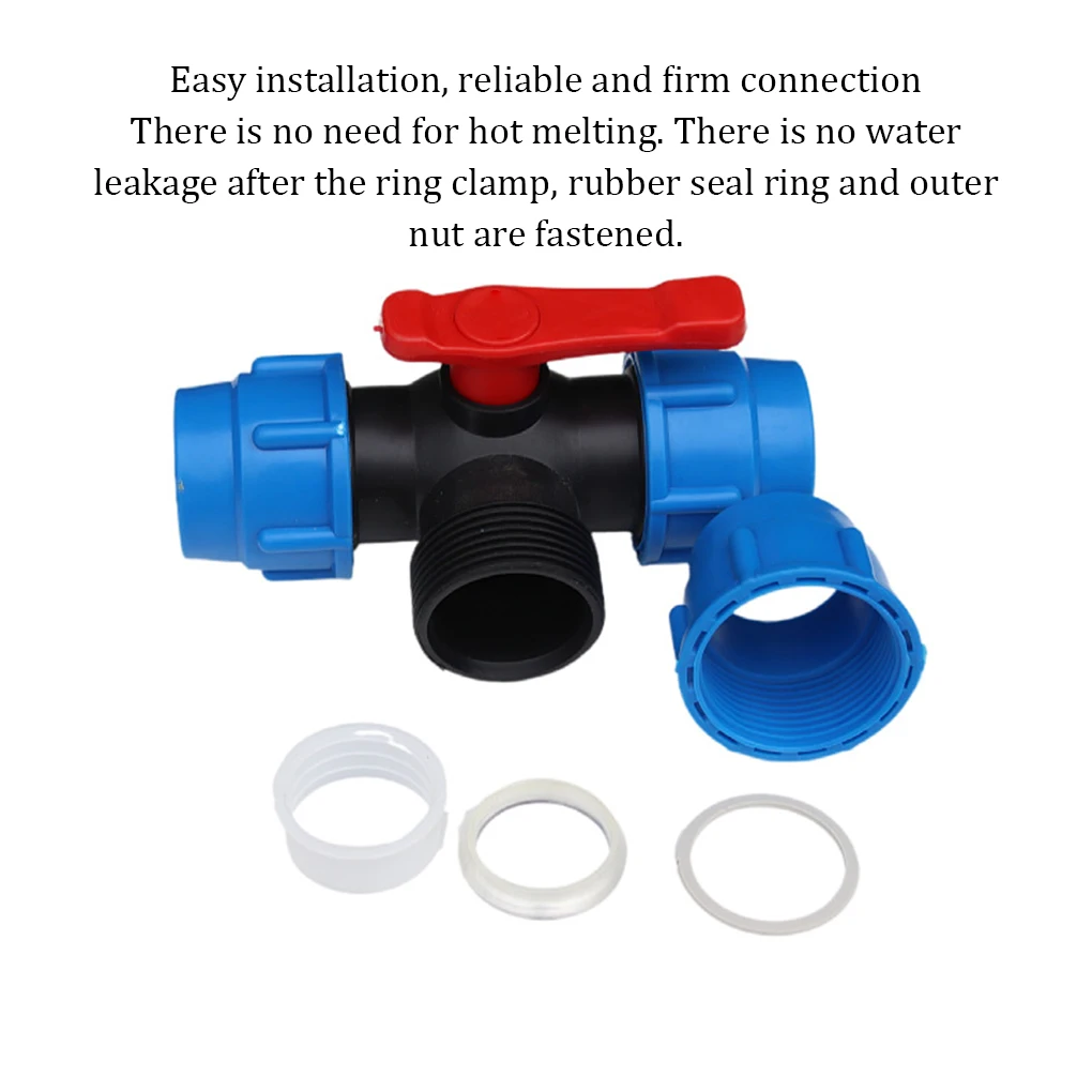 Three-way Ball Valve Replacement Detachable Sealed Leakproof Sunproof Park Greenhouse Water Hose Connector 20mm