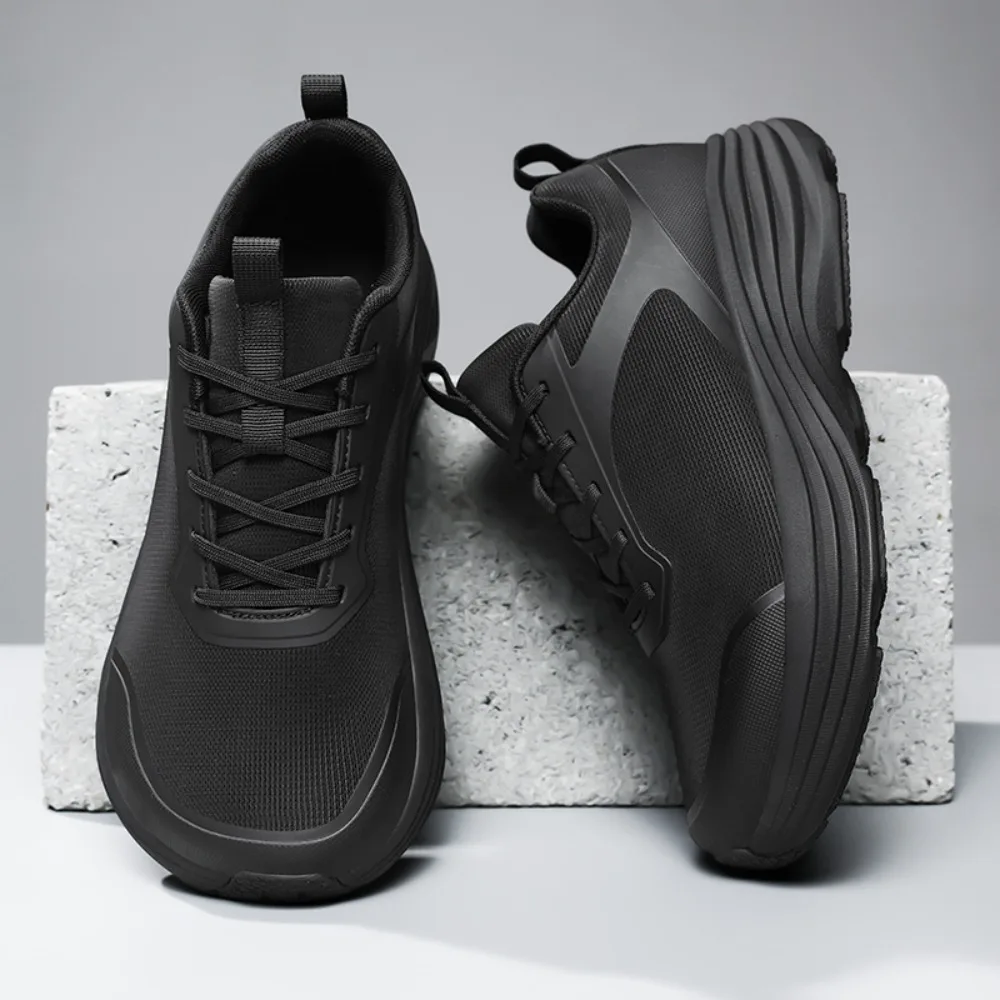 Men's Casual Sport Shoes Lightweight Soft Bottom Outdoor Work Running Black Shoes Comfortable All-Season Low-Top Fashion