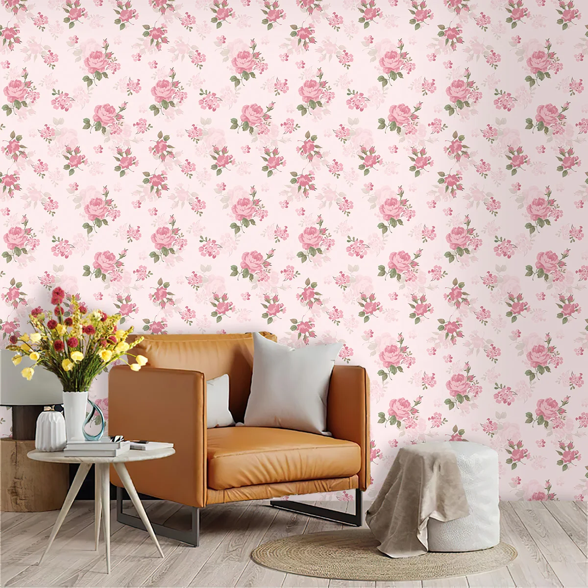 1pc Pink Floral Pattern Peelin - Flower Wall Panel recension och pris