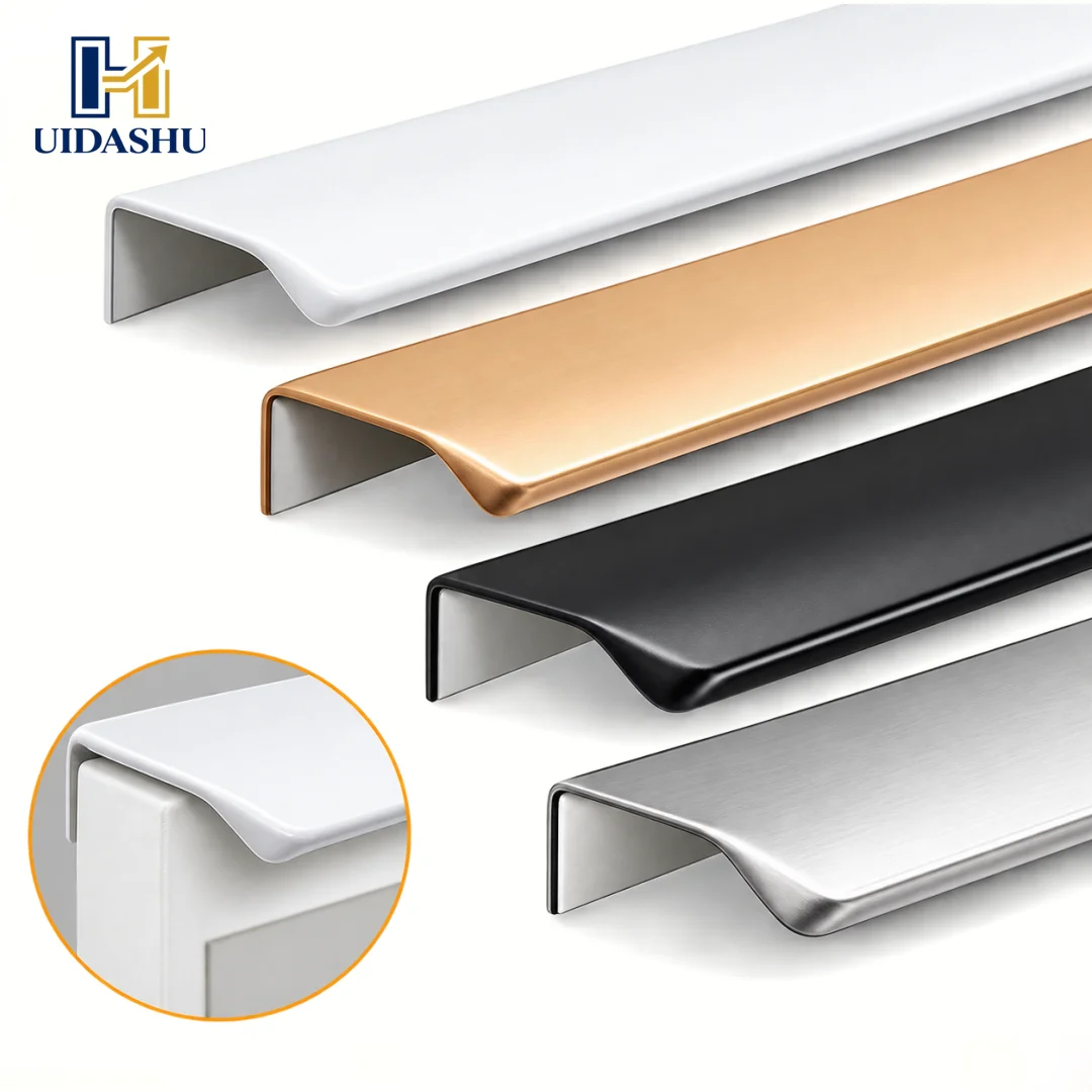 4Pcs Hidden Door Handle Black Gold Aluminum Alloy Long Furniture Handle For Drawer Cabinet Wardrobe Edge Pull Hardware