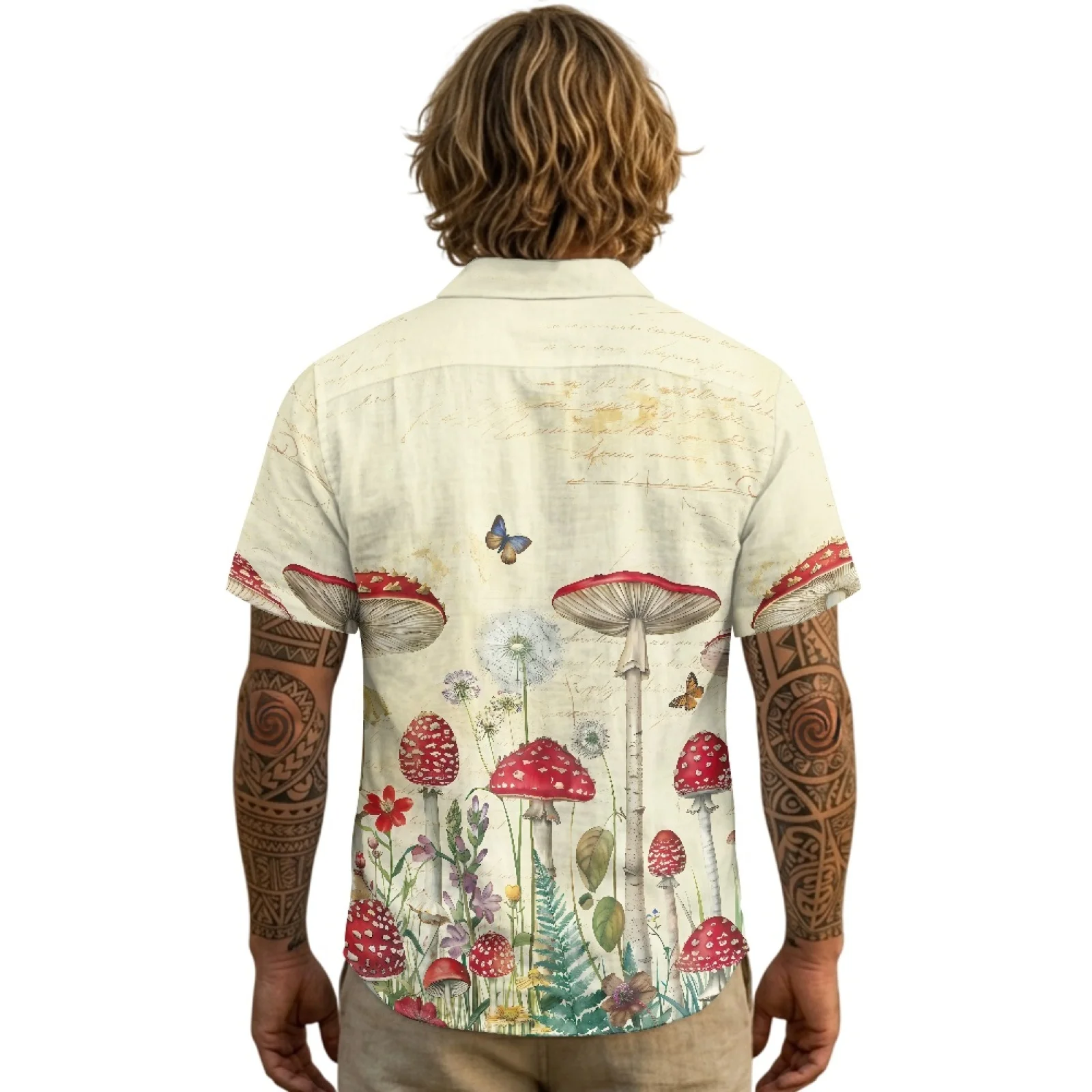 PENSTROLL Casual Linen Like loose cardigan top Solid Color retro vacation shirt for Beach Mushroom Meadow