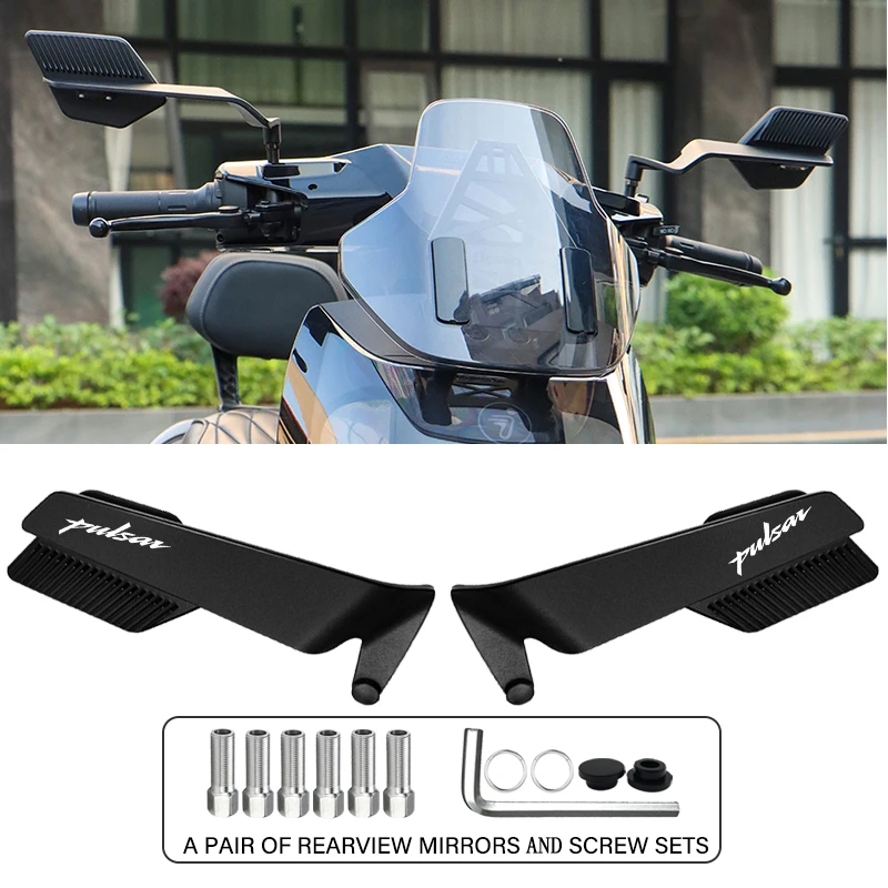 Espejo retrovisor ala de viento Reflector de visión grande aleación para Pulsar Dominar400 BAJAJ 180 PULSAR135 NS200 NS160 NS125 Accesorios
