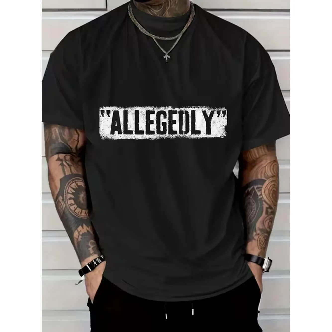 item picture mens 180gsm 100 t shirt loose fit casual short sleeve round neck tee with distressed print comfortable casual attire machine washable versatile for layering or solo outfits
