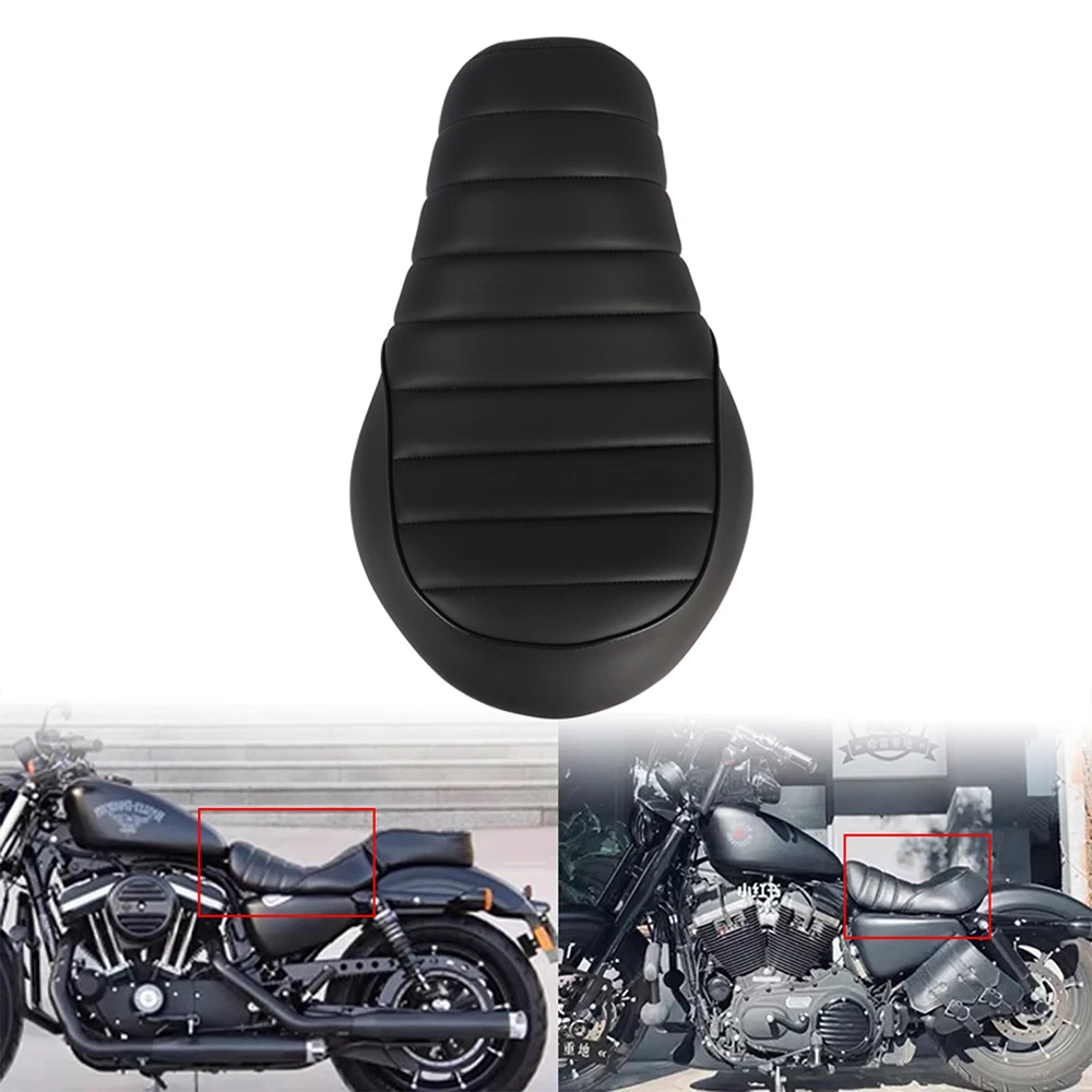

For Harley Sportster XL iron 883 1200 2016-2021 PU Leather Motorcycle Front Driver Seat Cushions Pad Black Solo Seat