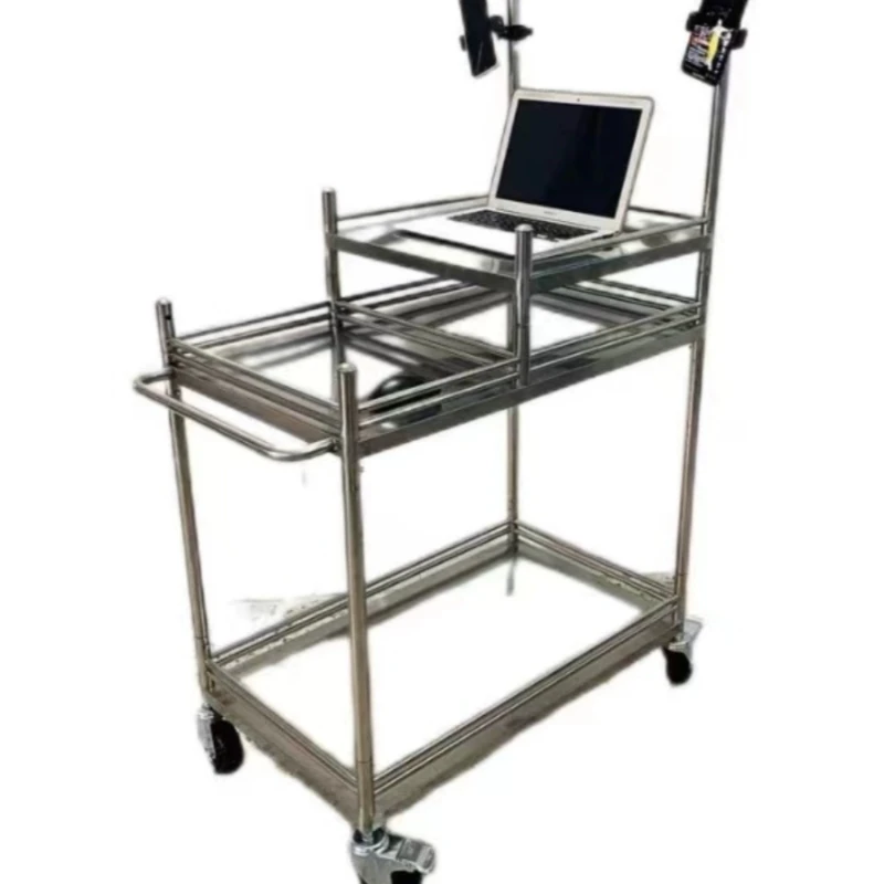 Stainless steel outdoor internet celebrity live streaming cart disassembly, portable display rack, stall cart, promotion table