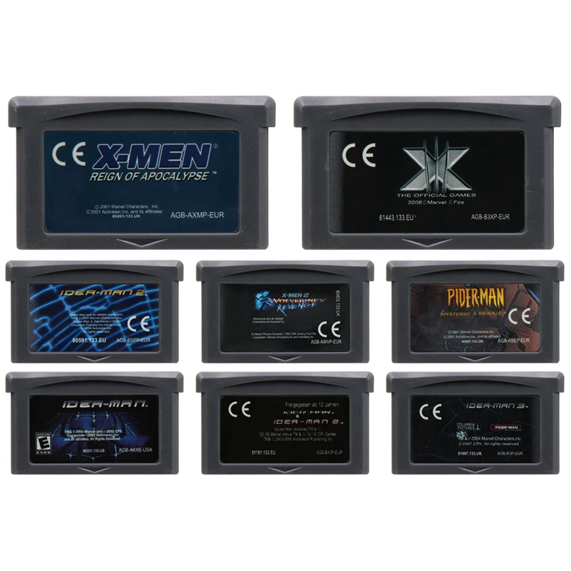 GBA Game Cartridge sSpiderman xX-Men Series 32 Bit Video Games Console Card