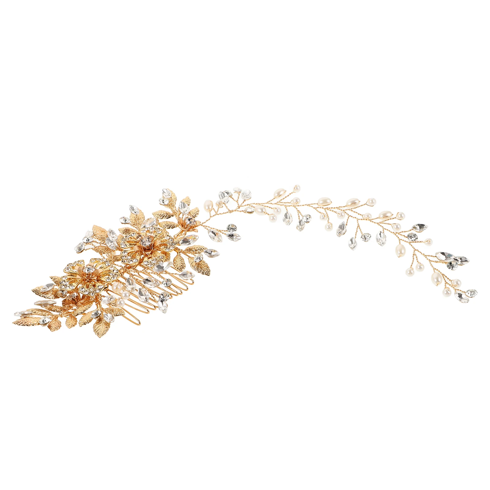 

Pearl Comb Rhinestone Hair Accessories Wedding Clip Bobby Pins Gold Barrette Hollow Combs Women Elegant Stylish Design Practical