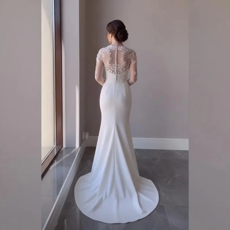 レースボールガウンイブニングドレスハイネックマーメイドウェディングパーティードレス Vestidos De Novia パーティードレス Vestdos De Fiesta カスタマイズ