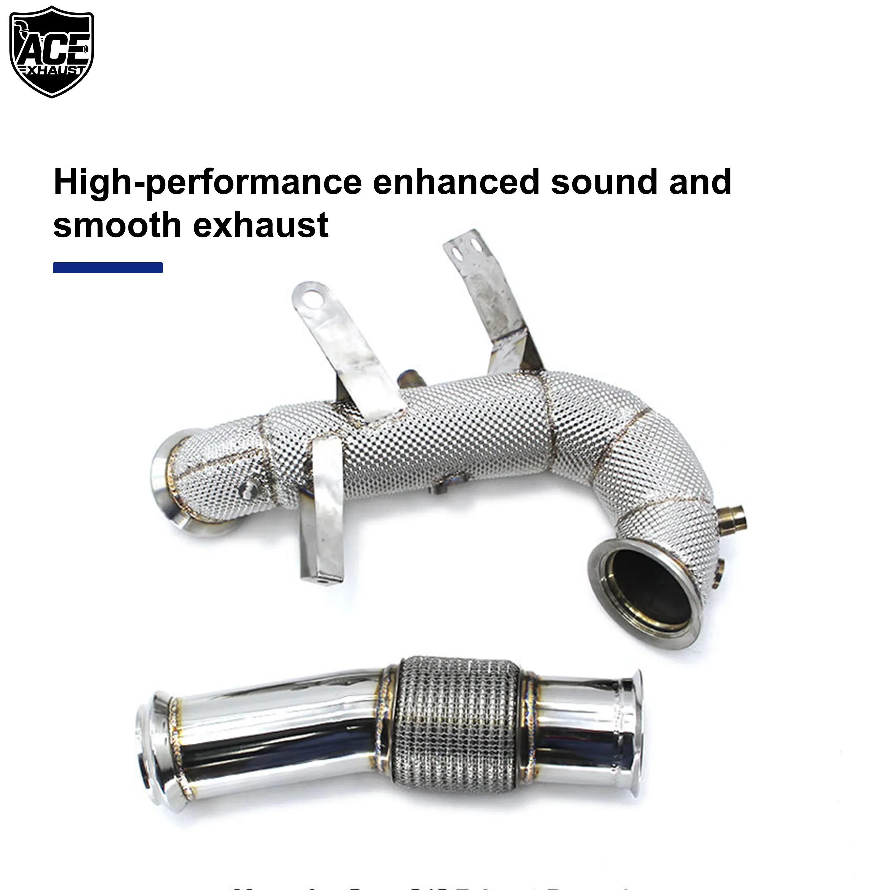ACE Bestseller für Mercedes Benz W177 A45S CLA45 GLA45 2.0T Auspuff-Downpipe mit Hitzeschild SUS304 Auspuffanlage – Detail 4