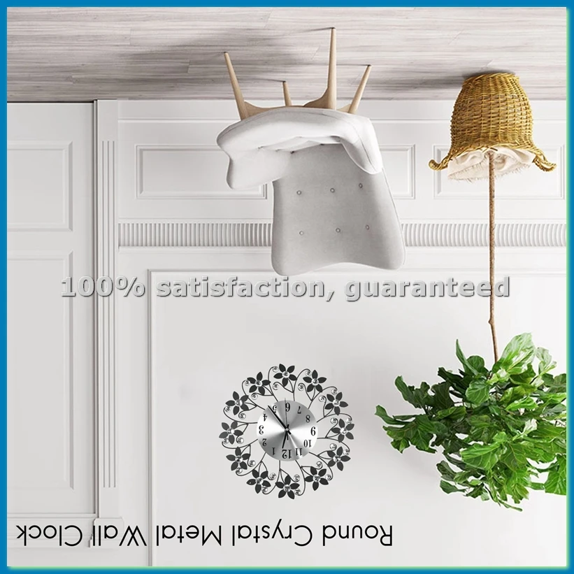 3D Wall Clock,Round Leaf Petals Metal Wall Clock, Dial With Arabic Numerals, Decorative Clock For-AT48