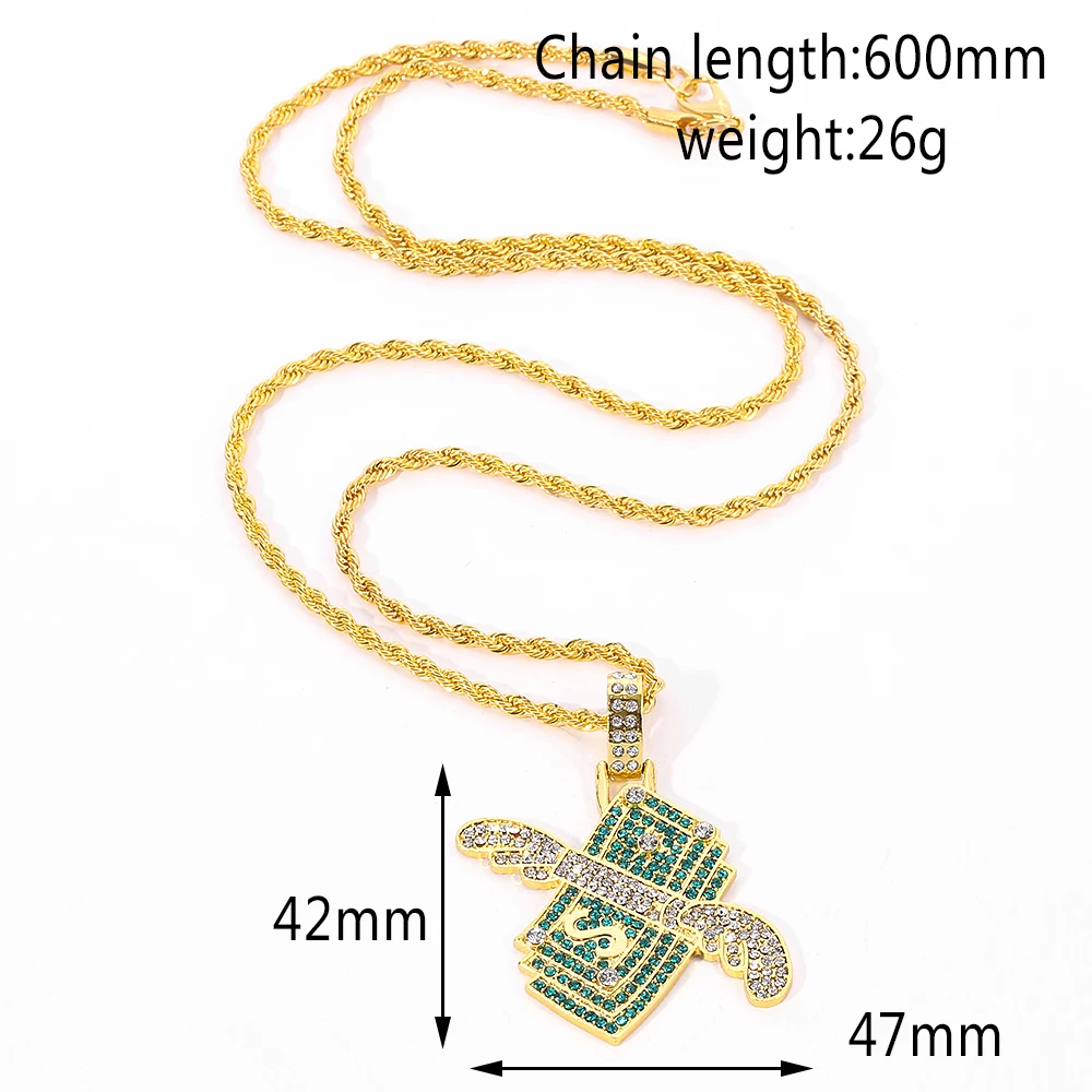 Money Flying Cash Pendant Necklace Hip Hop Rock Style Money NeckChain For Men Women Charm Accessories Cool Jewelry