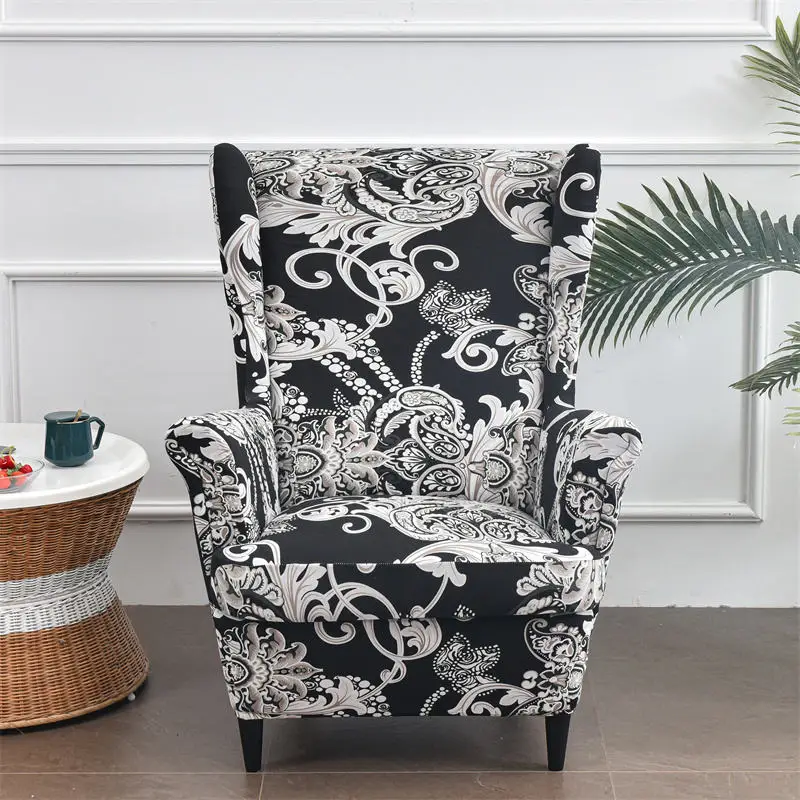 American-style New Elastic Flower Wing Armchair Cover Tiger Stool Chair Sheath All-inclusive Single Slotted Back Dustproof Case