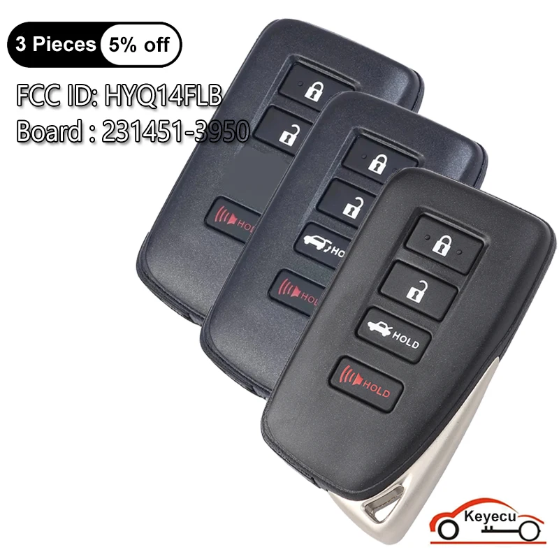 

KEYECU 3 4 Buttons 314.3MHz for Lexus NX300 RX350 RX450h 2020 2021 2022 Auto Smart Remote Control Key Fob HYQ14FLB, 231451-3950