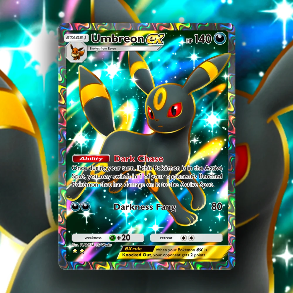 

Umbreon PKM TCG Pocket Singles Top Quality Etched Textures Anime Collection Game Cards with Foil Texture holographic