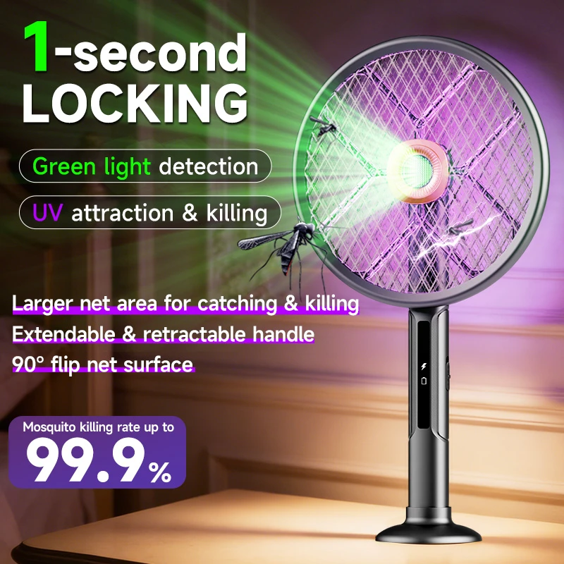 

Электрическая мухобойка от комаров, складная и выдвижная, для дома, 2-в-1, с USB-зарядкой, уничтожитель комаров