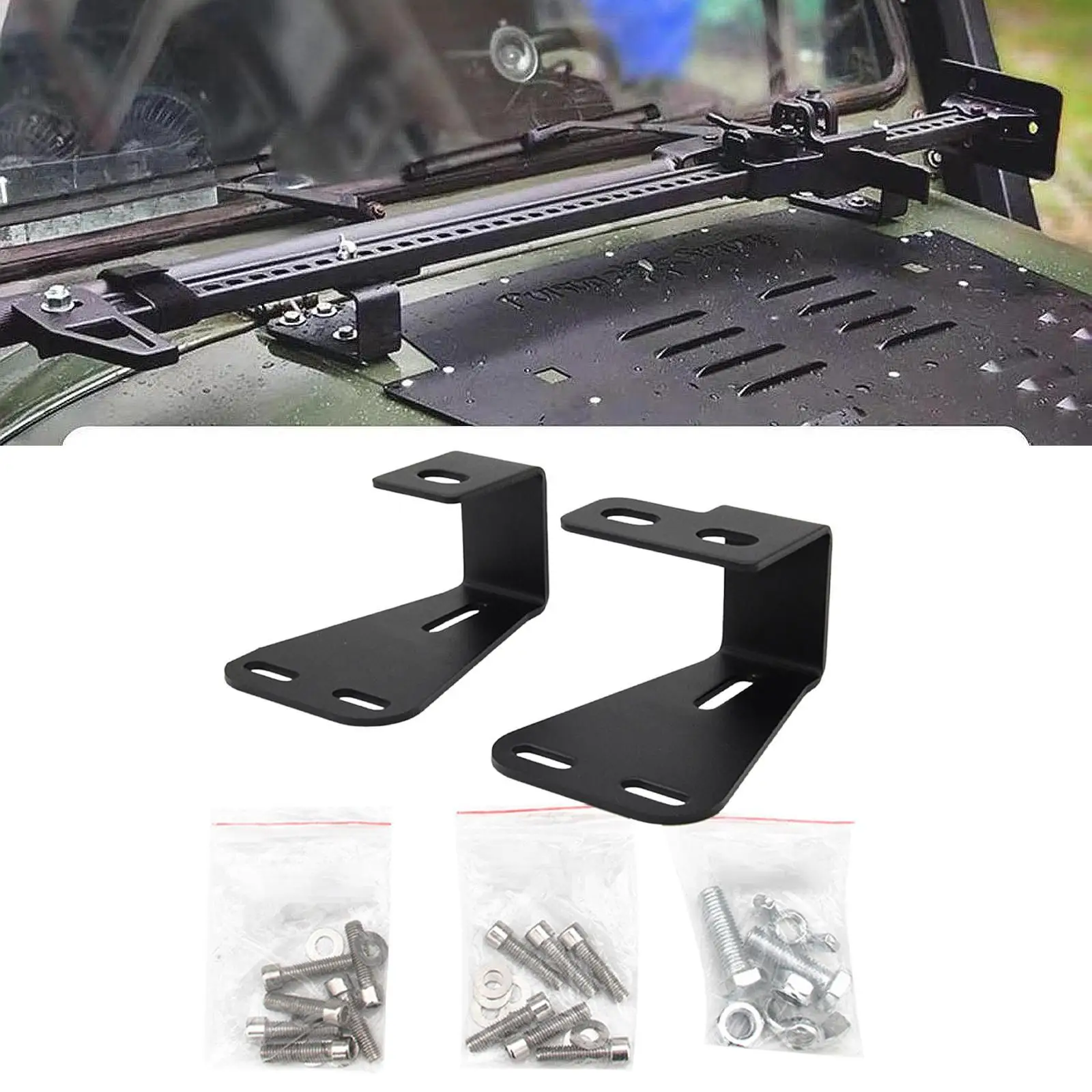 

High Lift Jack Mount Hood Brackets, Heavy Duty Professional Spare Parts Direct Replaces Lockable Mounting for Wrangler