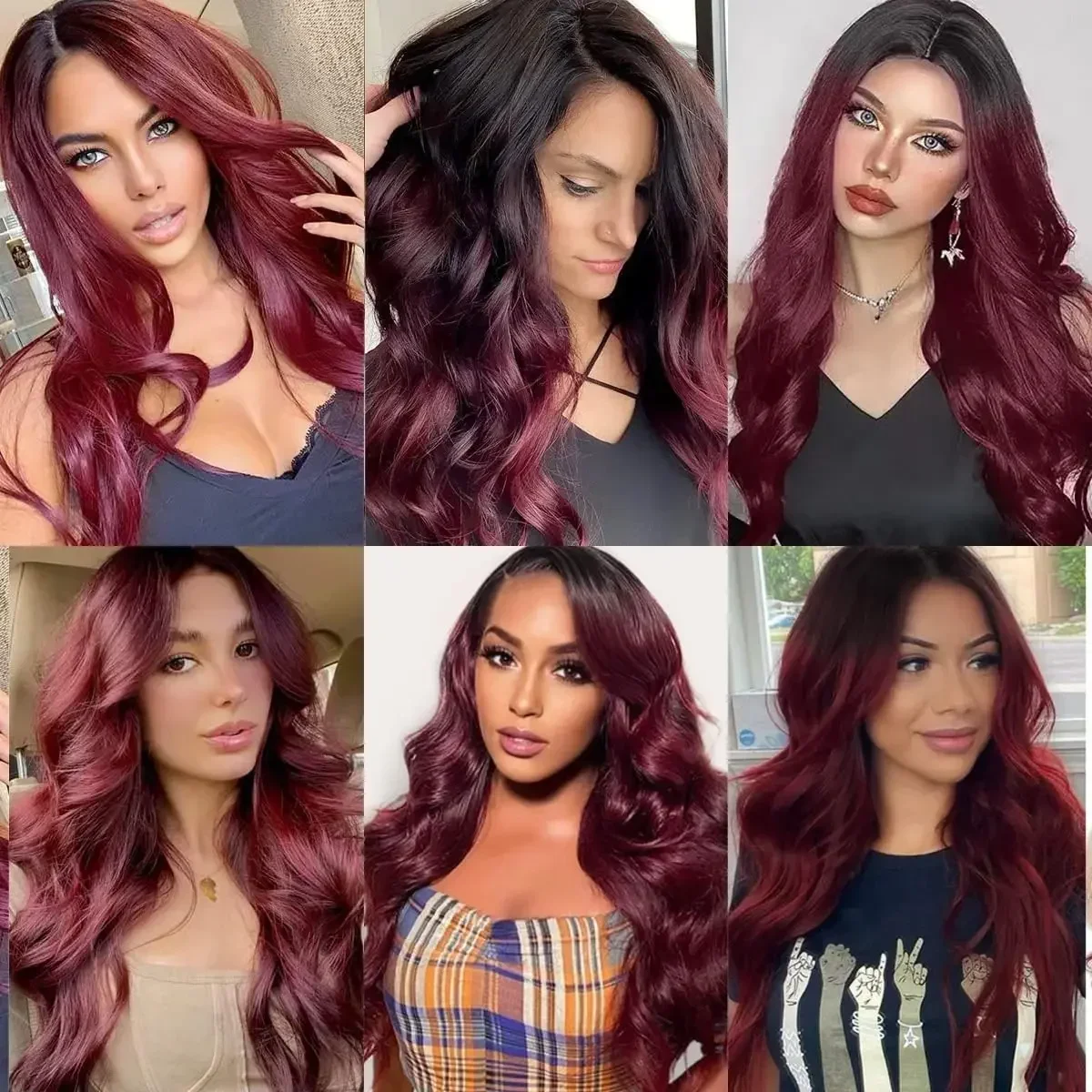 Perruque longue ondulée noire pour femmes noires blanches, perruque synthétique sans dentelle, océan foncé, plage, corps ample