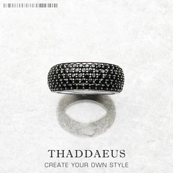 Black Pave Band Ring,Europe Style Classic Fine Jewerly For Men & Women Gift In 925 Sterling Silver