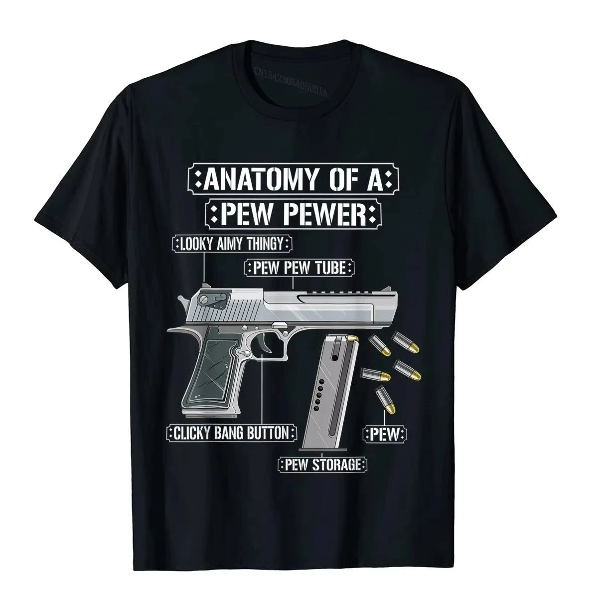 Anatomy Of A Pew Pewer Ammo Gun Funny Gun Lover Meme T-Shirt Casual Cotton Men Tees 3D Style New Des