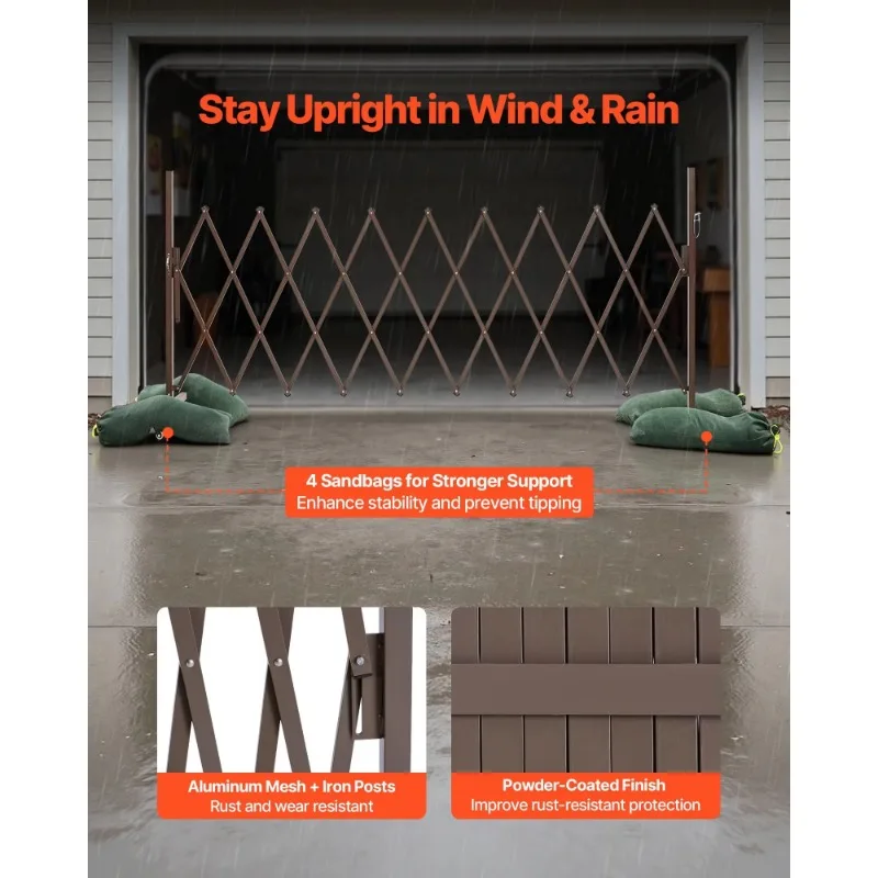 Retractable Mobile Barricade with Locking Wheels Portable Folding Safety Rotary Gate