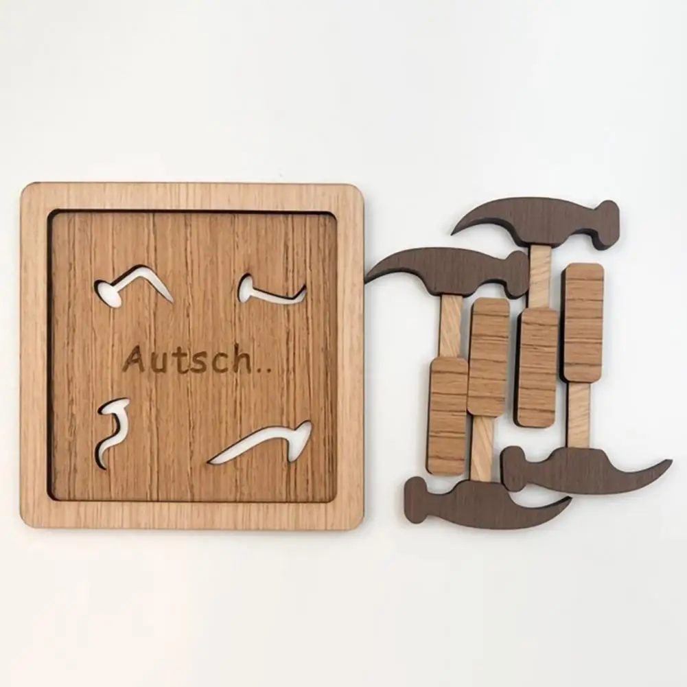 لوحة ألغاز للمراهقين، لعبة ألغاز مطرقة خشبية تعليمية للأطفال والمراهقين والكبار، لعبة تحفيز الدماغ مع أربعة مطارق محمولة