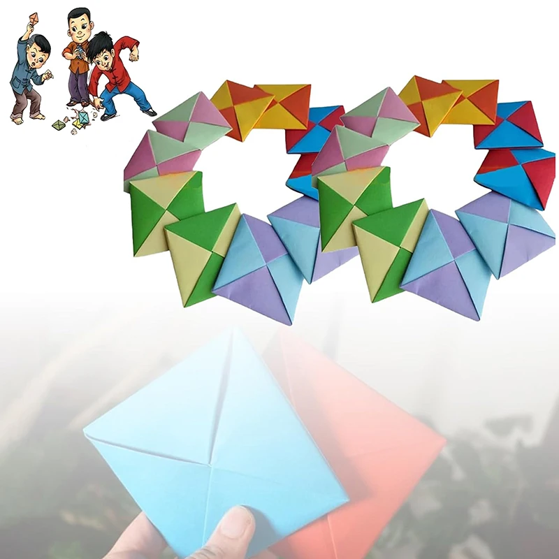 10/20 pçsdakji papel flip brinquedo ddakji jogo azul vermelho papelão duro hiting papel jogo fontes de festa adequado para rpg