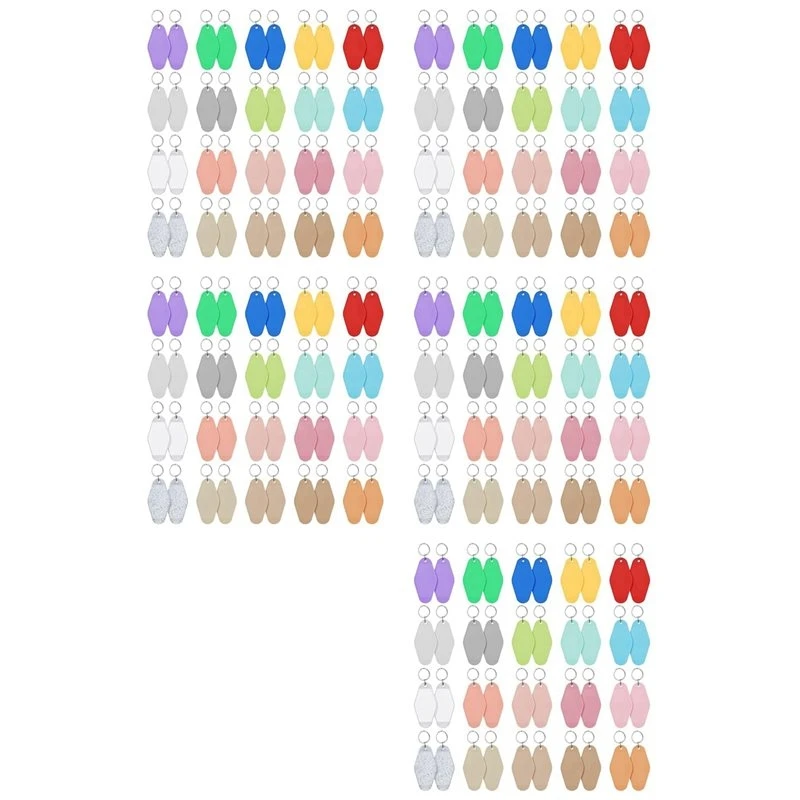 200 PCS Hotel Keychain Blank With Key Rings, 20 Colors Plastic Rhombus Motel Keychain, Sublimation Keychain Blanks Eco-Friendly