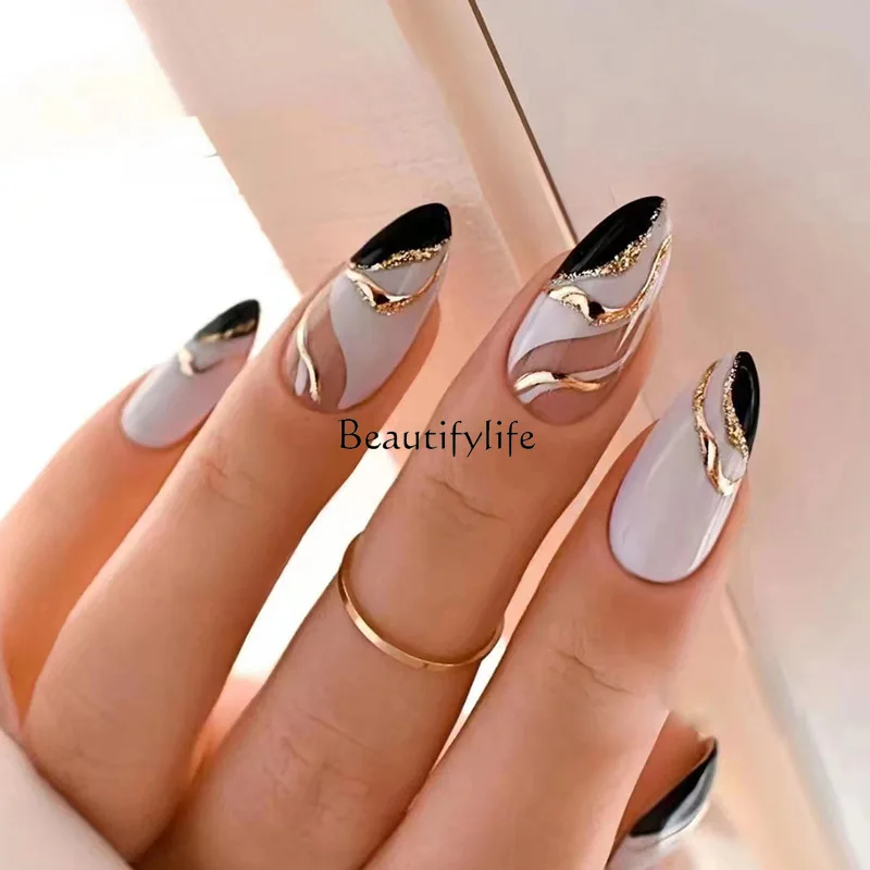 

Sweet and cool European, American, black and white mandarin duck color almond fashion nail art film