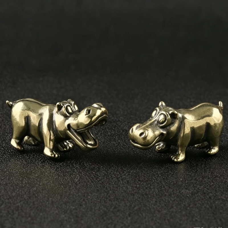 solid brass American Happy Little Hippo Solid Brass Animal Design Home Decor Small Statue Ornament Wild Animal Figurines Gifts