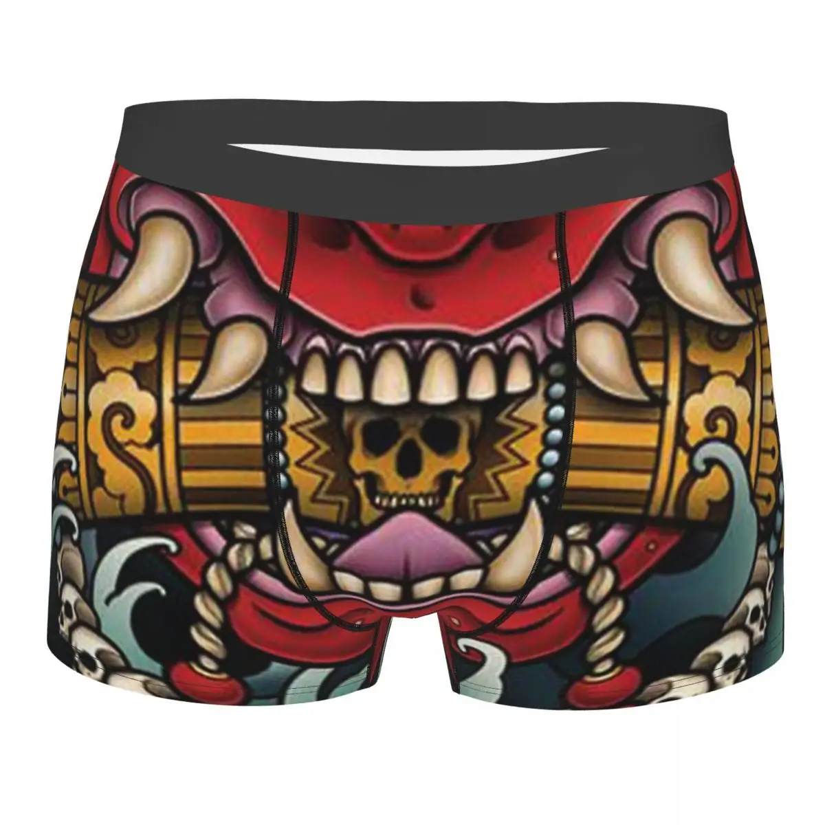 Samurai Men Underwear Oni Japan Demon Boxer Briefs Shorts Panties Humor Mid Waist Underpants for Homme S-XXL