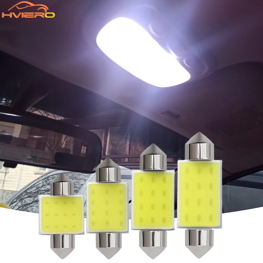 

10pcs White 12SMD 12V Dome Festoon Light C5W C10W COB 31mm 36mm 39mm 41mm Car Led License Plate Trunk Lamp Reading lamp lighting