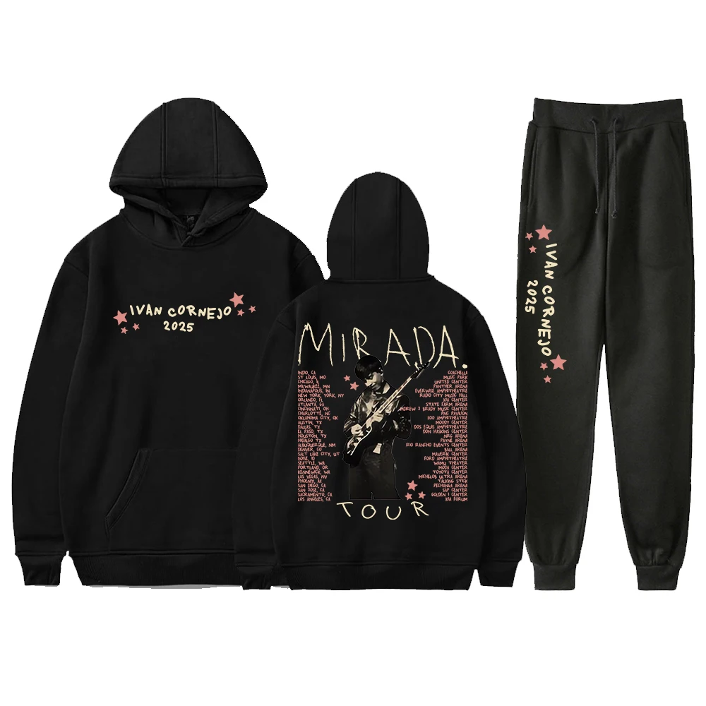 GF Ivan Cornejo 2025 Mirada Tour Merch Hoodies Jogger Calças Conjunto de duas peças Moletons + Calças de moletom Homens Mulheres Conjuntos de roupas