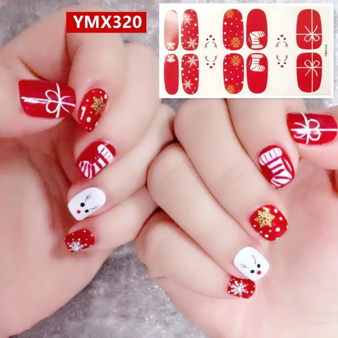 14pcs Nail Art Nails Sticker Designs Plain Stickers Christmas White Snowflakes Christmas Tree Deer Pumpkin Nails Stickers set