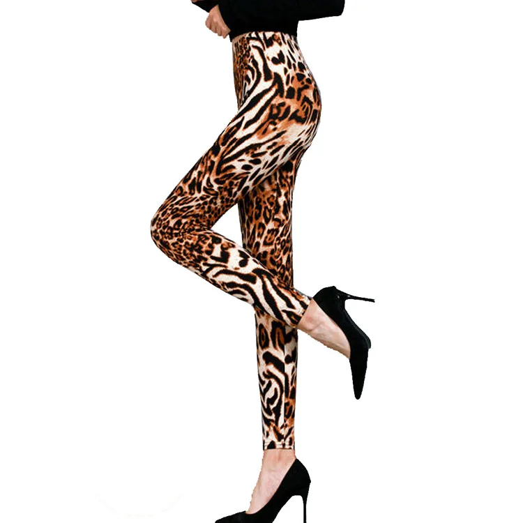 Sexy Leopard Print Stretch Legging Women Thin High Waist Fitness Milk Silk Leggings Women Pants SA655