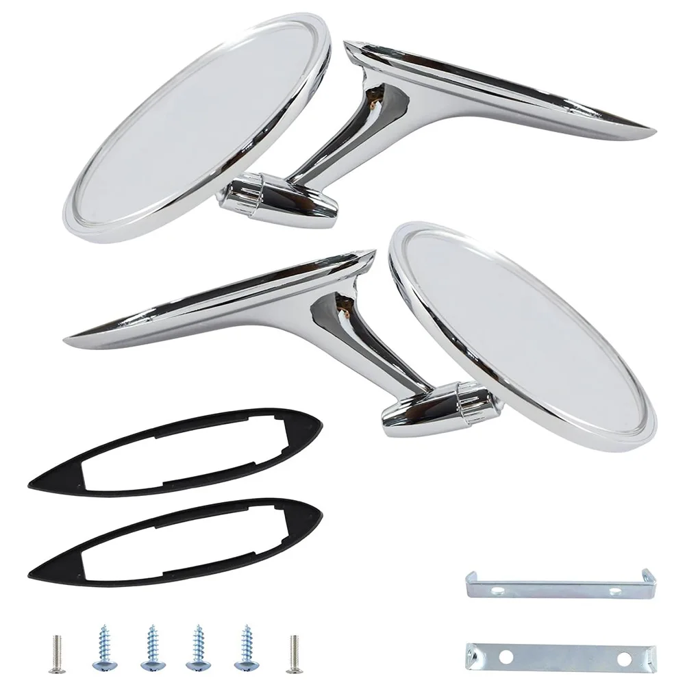

etro Silver Vintage Car Rearview Mirror, Universal Stylish Easy-Install Rear Mirror
