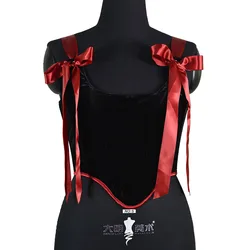 Women Over Bust Bustiers Female Velvet Corset Bowknot Lace Up Bodice High Quality Shaping Tops Waist Slimmer Gather Breast