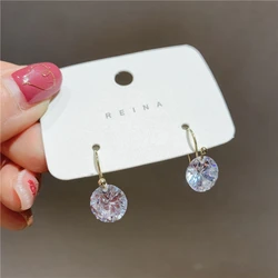 8mm Transparent Zircon Crystal Drop Earrings for Women Pendientes Luxury Gold Silver Color Jewelry Trend Simple Accessories Gift