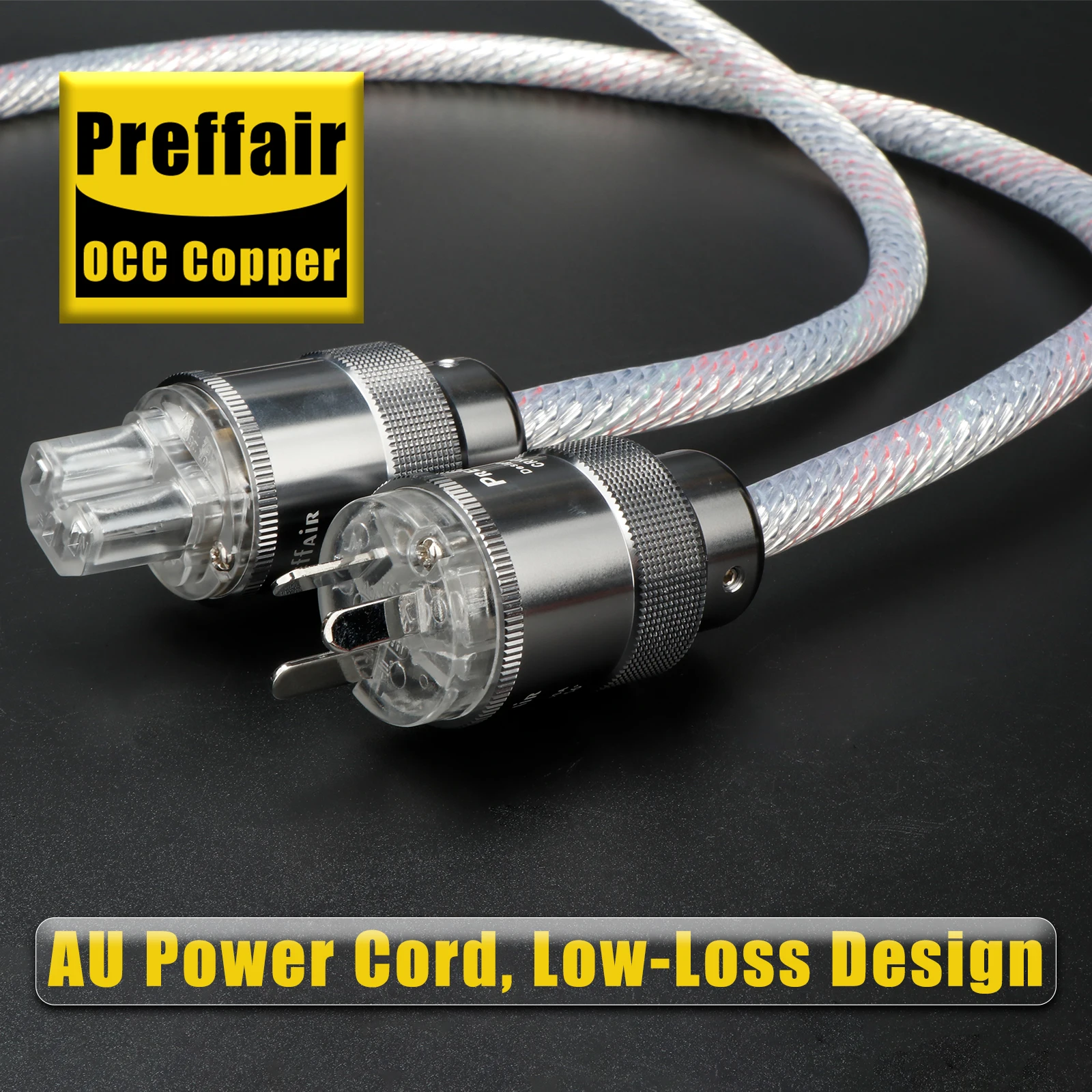 

Preffair HiFi 9 Cores OOC Sliver Plated Hi-Fi Audio Power Cable with EU/US/AU/UK version Rhodium Plug for amp speaker