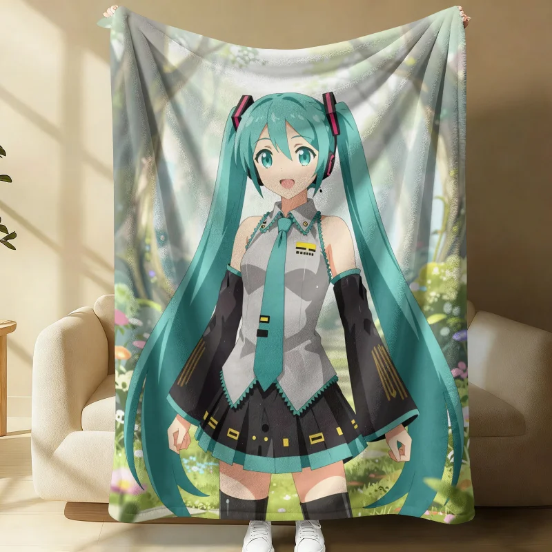 

Hatsune Miku Spring Nature Flannel Throw Blanket Gift for Anime Fan Summer Soft Nap Throw Sofa Blanket Bed Cover Travel Blanket