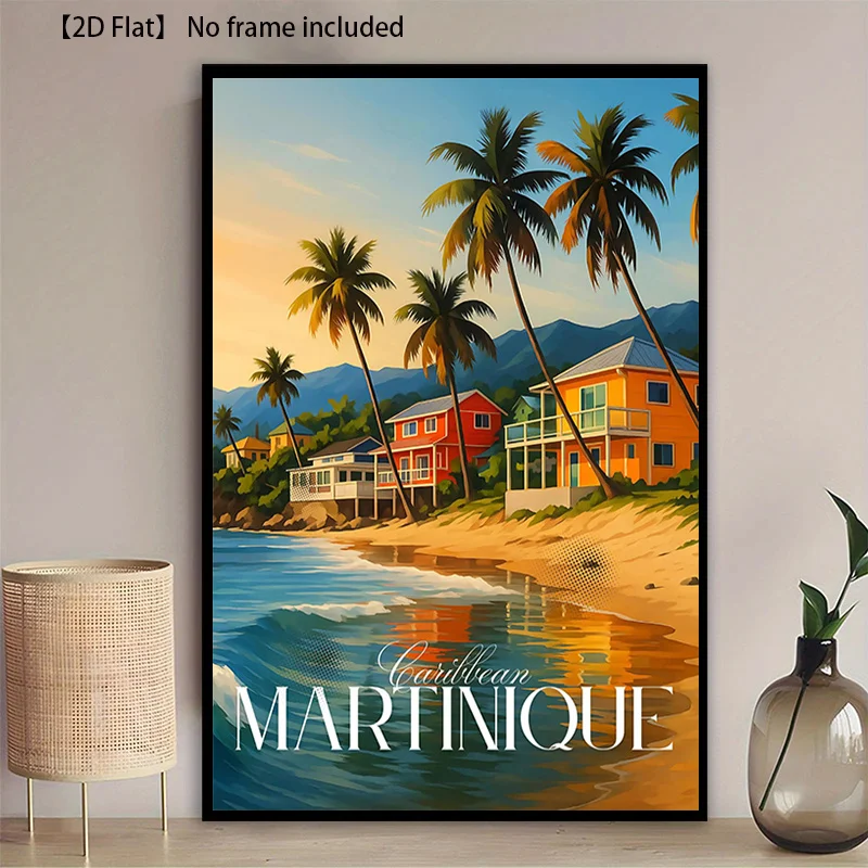 2D Flat, 2D Flat, Posters And Prints Wall Art, Independence Day, Travel Theme Wall Sticker - Martinique Island, French Overse