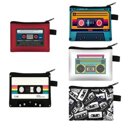 Cassette Tape Recorder Printing Coin Purse para Mulheres Carteiras Impermeáveis, Travel Money Bag, Titular do Cartão, Mini Coin Bags, Key Case, Key Bag