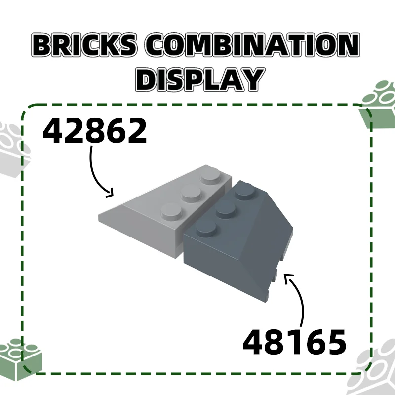 Wange 53Pcs/lot 42862 Wedge 3 x 3 Sloped Left Accessories Compatible with Brick DIY Children's Toy Assembly Parts