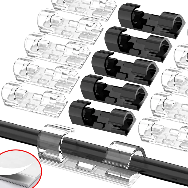 16/20pcs Cable Clips Organizer Drop Wire Holder Cord Management Self-Adhesive Cable Manager Fixed Clamp Wire Winder For Office