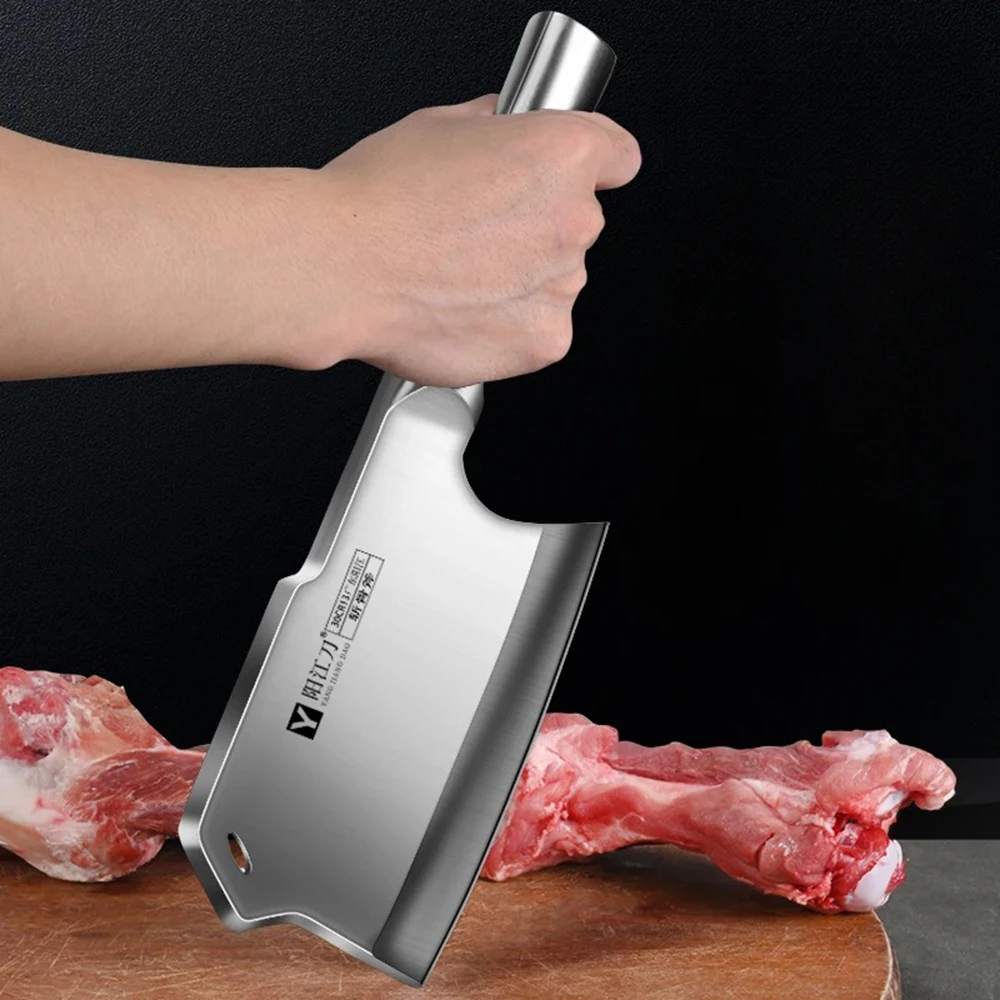 All steel bone cutting specialized knife for household use, thickened bone cutting tool for kitchen butcher,commercial axe knife