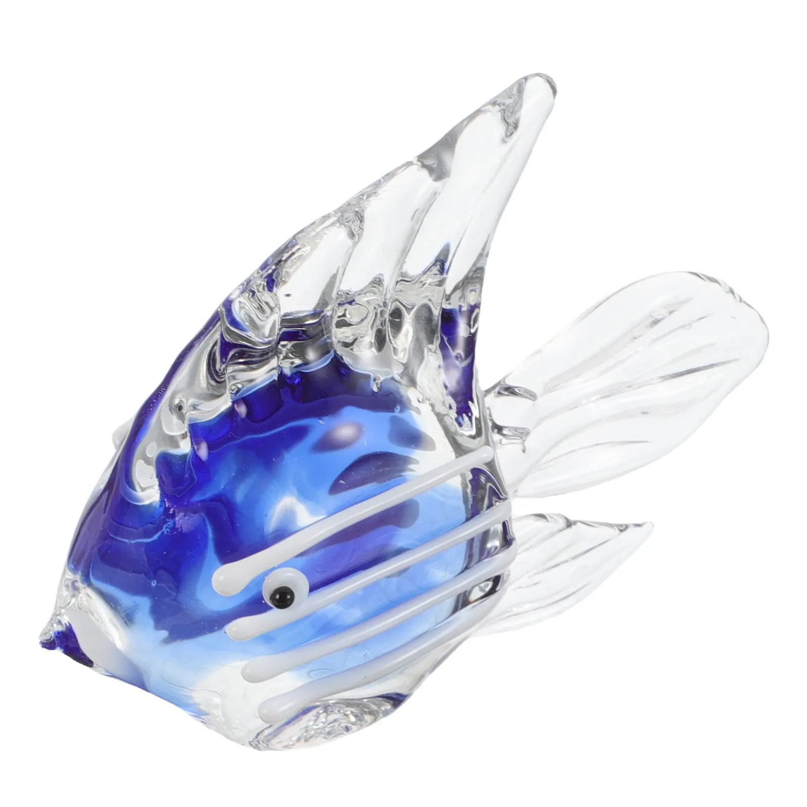 Hand Blown Glass Fish Sculpture Ocean Inspired Decor Coastal Nautical Home Office Desk Aquarium Ornament Glass Fish Figurines