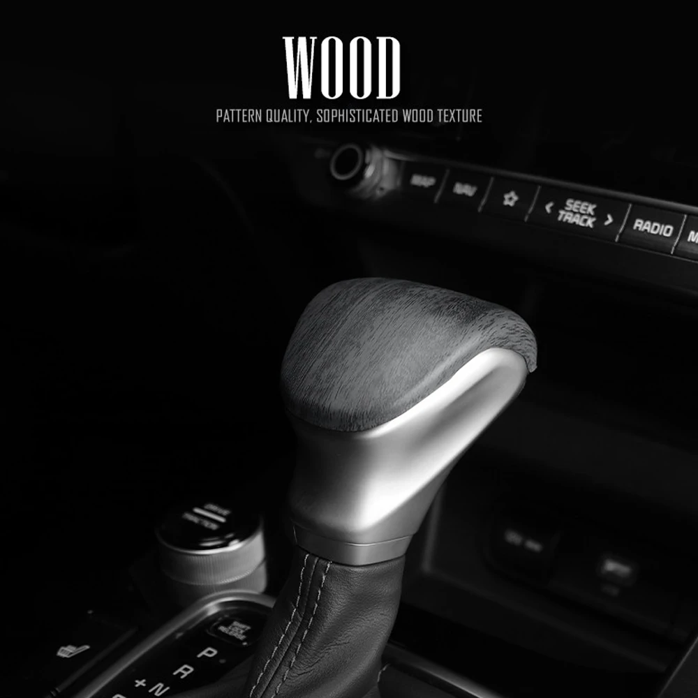 

Forged Black Wood Grain Gear Shift Konb Gear Head Level Trim Cover For Kia Sorento MQ4 K3 Telluride Seltos